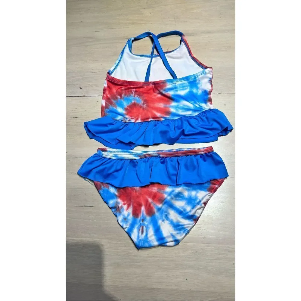 Bobbie Brooks Girls Tie Dye Tankini Set Bathing Suit Multi-Color Size Medium